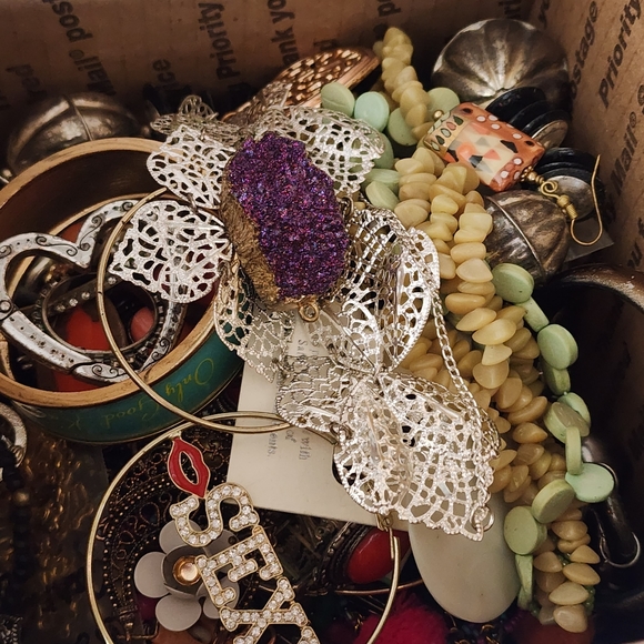 Vintage to Now Other - 5lb jewelry craft box lot bulk repurpose grab bag art's and crafts some wearable